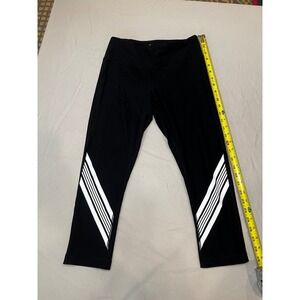 90 Degree By Reflex Women's Small Black Crop Leggings Athletic‎ White Stripe